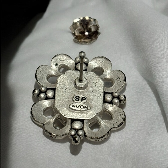 Vintage Avon Art Deco Crystal Rhinestone Earrings 1” - Picture 6 of 8